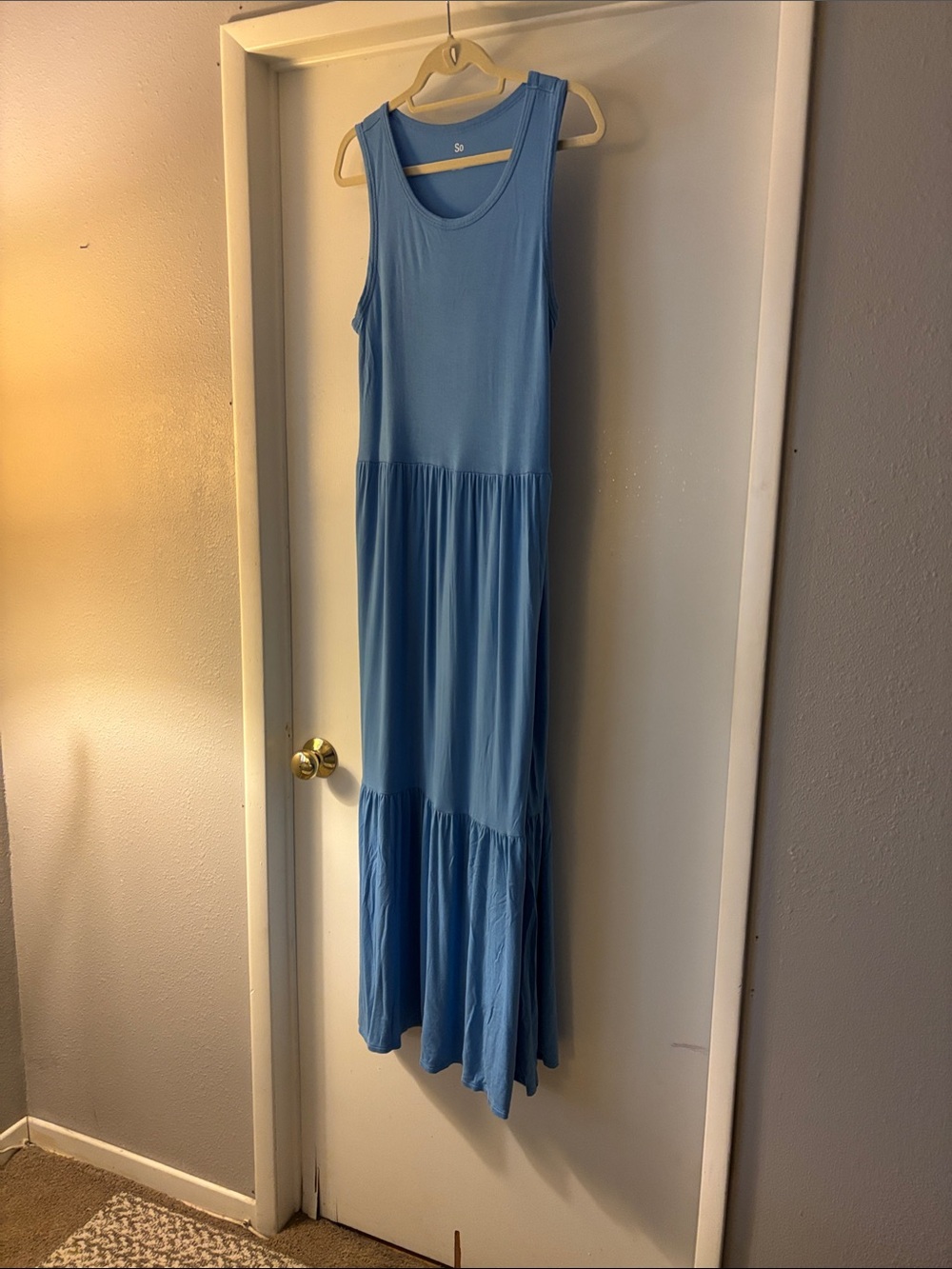 Women's Blue Tiered Maxi Dress, size L